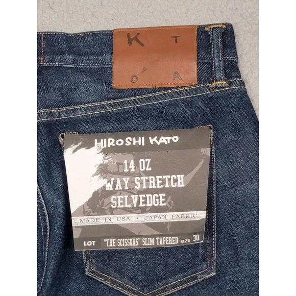 Hiroshi Kato Jeans Mens 30 (Fits 31x36) Scissors Slim Tapered Stretch Selvedge - Picture 10 of 11